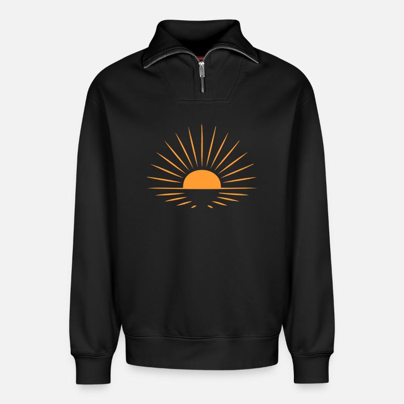 Sonnen-Strahl - Relaxed Unisex Organic Half Zip Sweatshirt – von SPREAD - Schwarz
