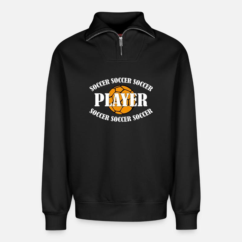 SOCCER PLAYER - Relaxed Unisex Organic Half Zip Sweatshirt – von SPREAD - Schwarz