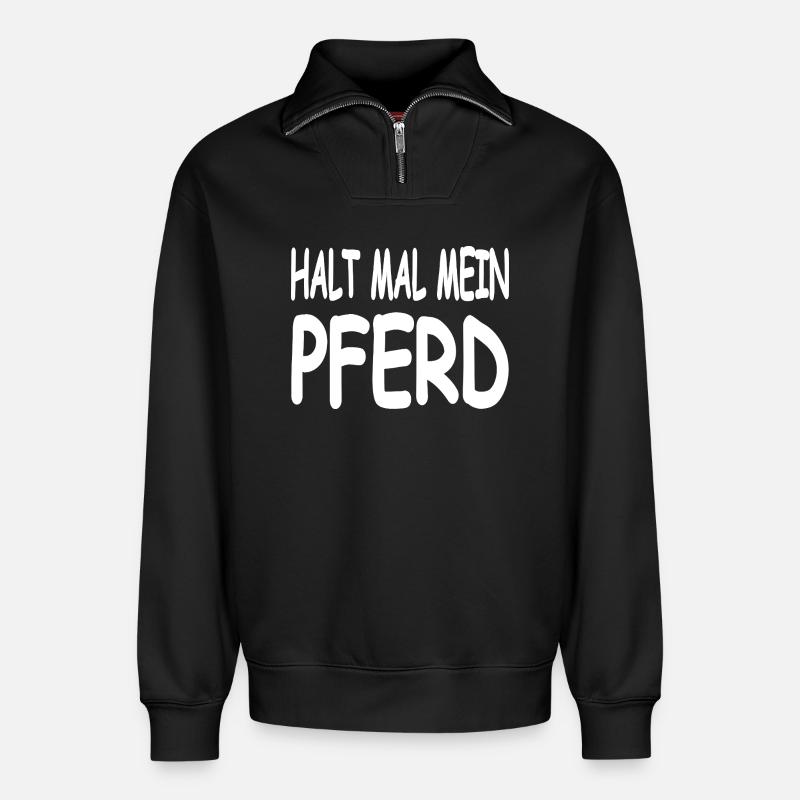 Pferde - Relaxed Unisex Organic Half Zip Sweatshirt – von SPREAD - Schwarz