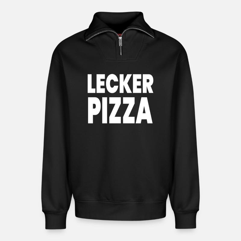 Pizza - Relaxed Unisex Organic Half Zip Sweatshirt – von SPREAD - Schwarz