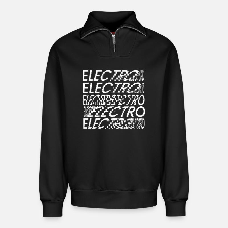 Glitch Elektro-Typografie - Relaxed Unisex Organic Half Zip Sweatshirt – von SPREAD - Schwarz