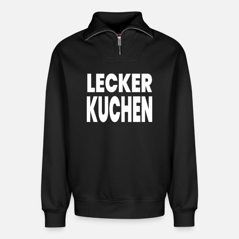 Kuchen - Relaxed Unisex Organic Half Zip Sweatshirt – von SPREAD - Schwarz