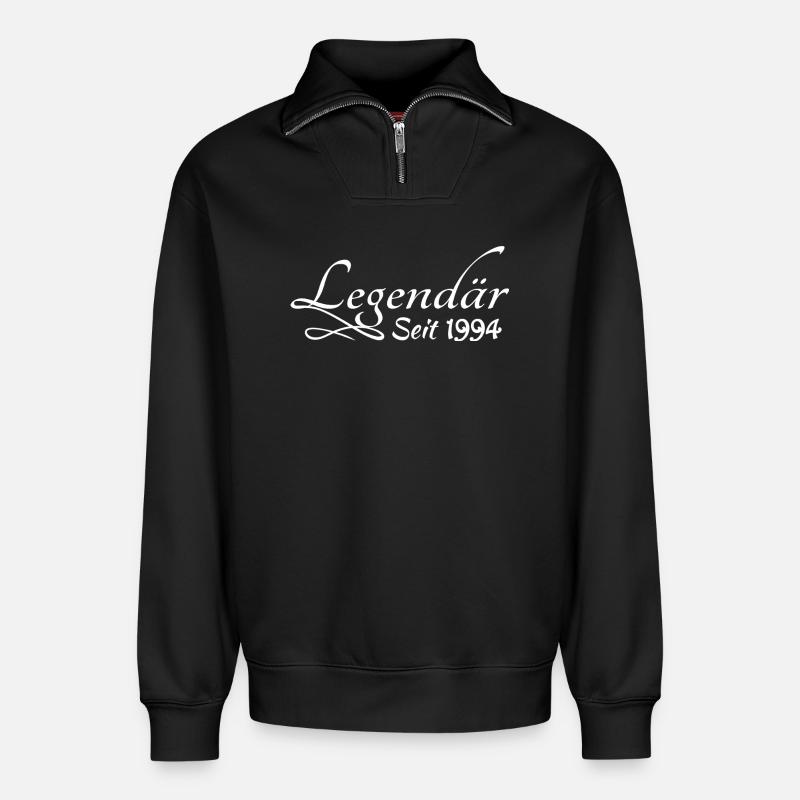 Style 1994 - Relaxed Unisex Organic Half Zip Sweatshirt – von SPREAD - Schwarz