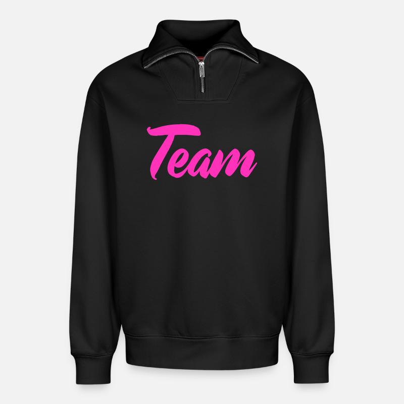 Team - Relaxed Unisex Organic Half Zip Sweatshirt – von SPREAD - Schwarz