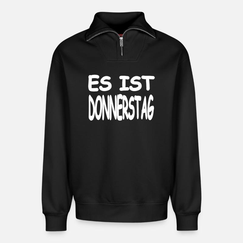 Jeudi - Sweat unisexe décontracté en coton biologique à demi-zip – de SPREAD - noir