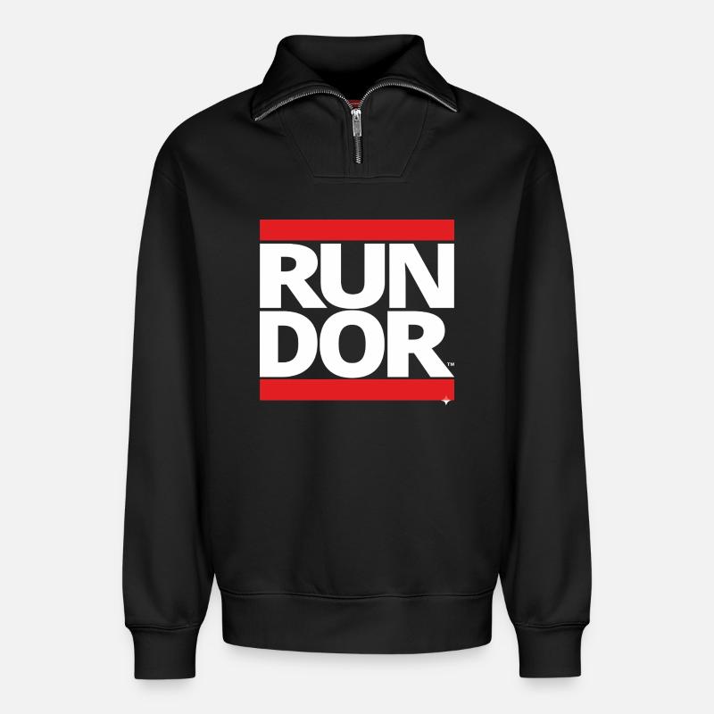 Courir - Sweat unisexe décontracté en coton biologique à demi-zip – de SPREAD - noir