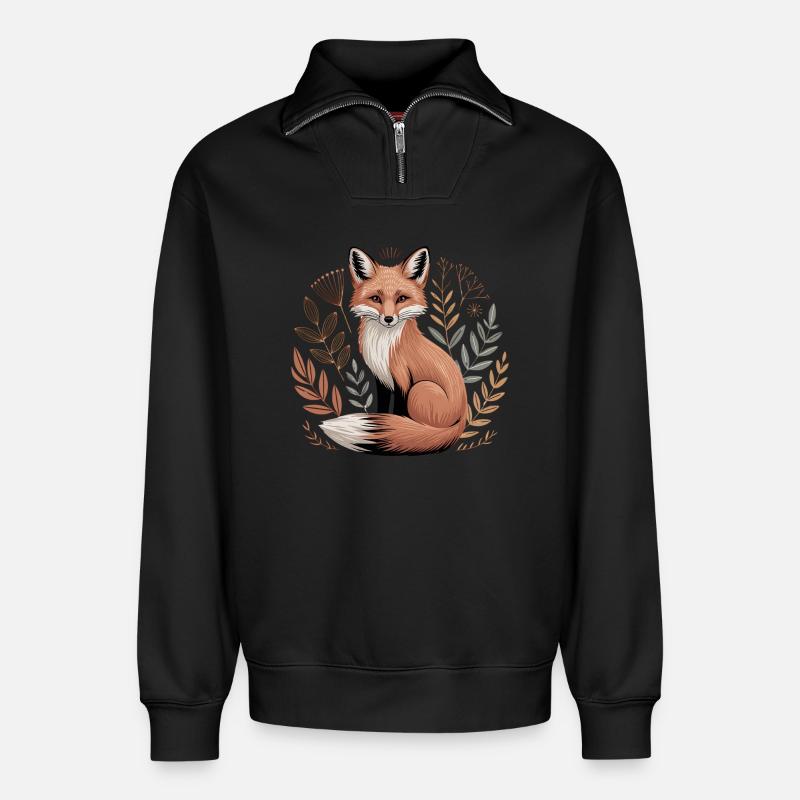 Boho Fox - Relaxed Unisex Organic Half Zip Sweatshirt – by SPREAD - black
