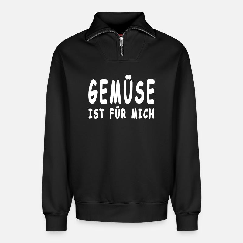 Gemüse - Relaxed Unisex Organic Half Zip Sweatshirt – von SPREAD - Schwarz