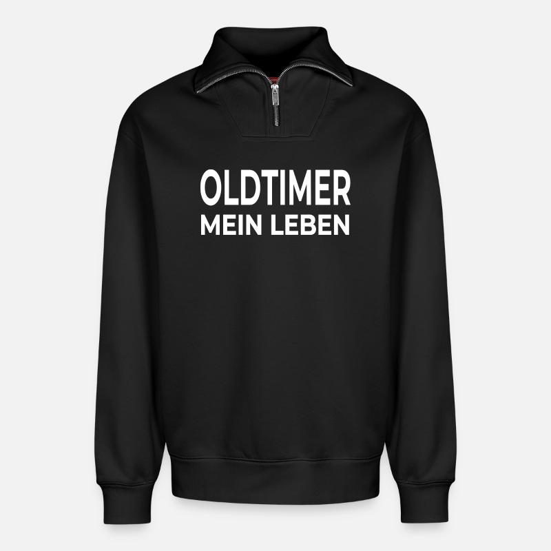 Oldtimer - Relaxed Unisex Organic Half Zip Sweatshirt – von SPREAD - Schwarz