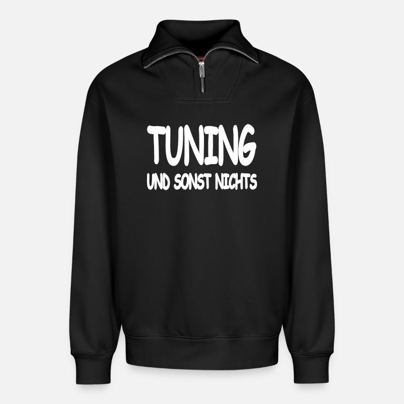 tuning - Relaxed Unisex Organic Half Zip Sweatshirt – by SPREAD - black