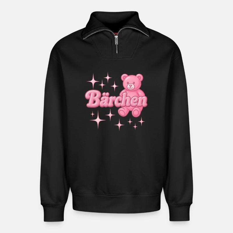 bärchen / y2k spitzname statement design - Relaxed Unisex Organic Half Zip Sweatshirt – von SPREAD - Schwarz
