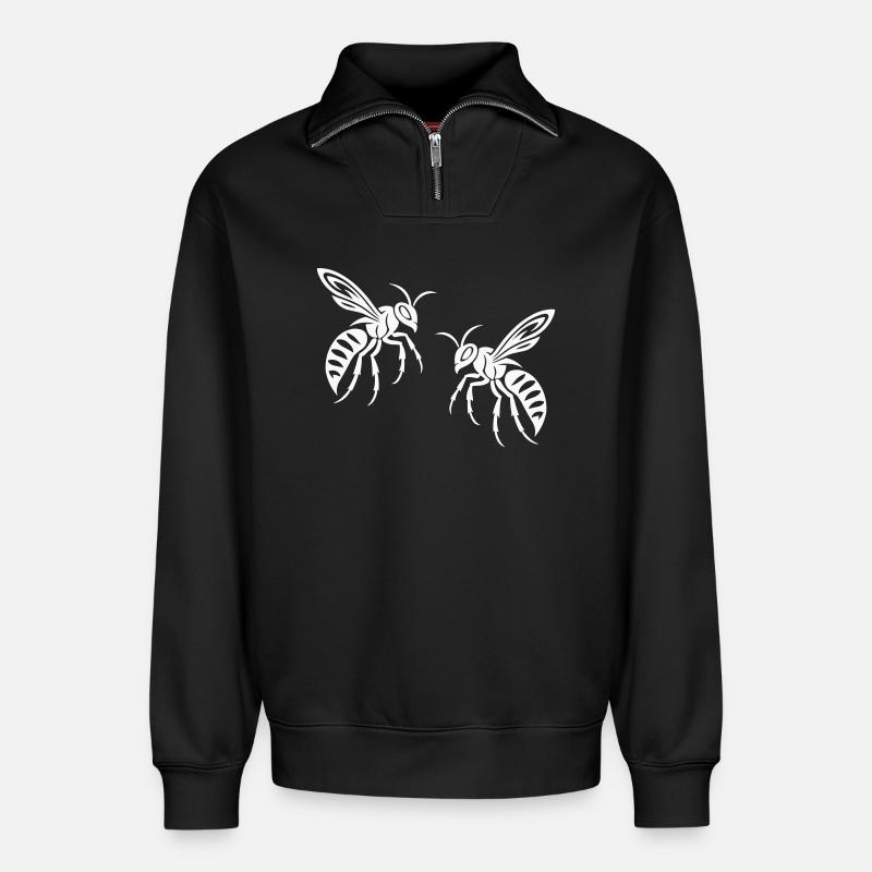 Biene Wespe - Relaxed Unisex Organic Half Zip Sweatshirt – von SPREAD - Schwarz