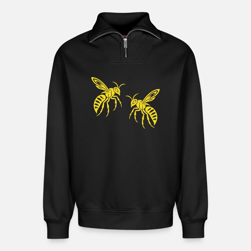 Bee Wasp - Relaxed Unisex Organic Half Zip Sweatshirt – by SPREAD - black