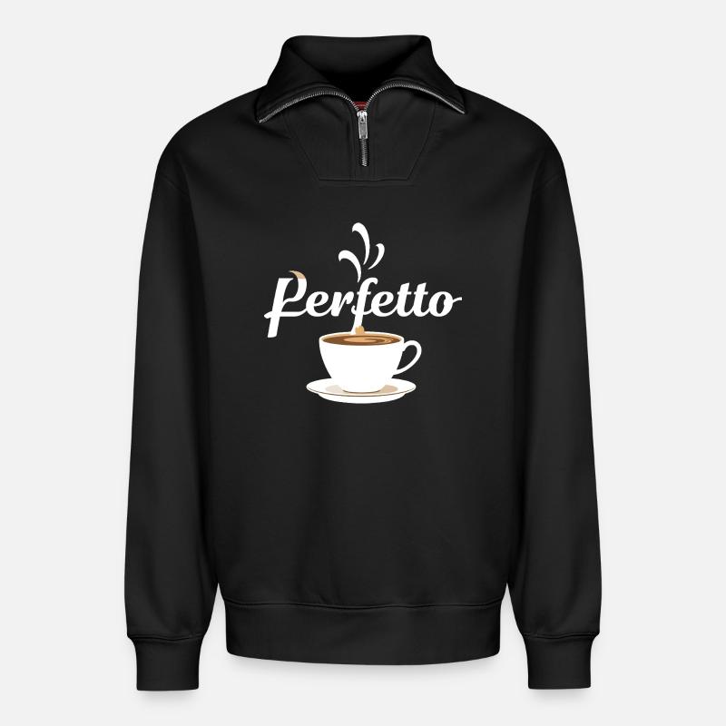 Perfetto Kaffeetasse Design - Relaxed Unisex Organic Half Zip Sweatshirt – von SPREAD - Schwarz