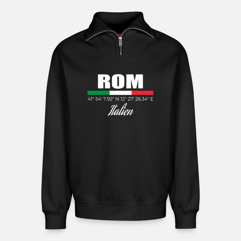 Rome - Relaxed Unisex Organic Half Zip Sweatshirt – by SPREAD - black