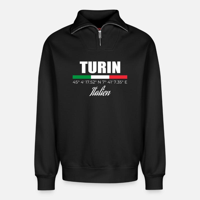 Turin - Relaxed Unisex Organic Half Zip Sweatshirt – by SPREAD - black
