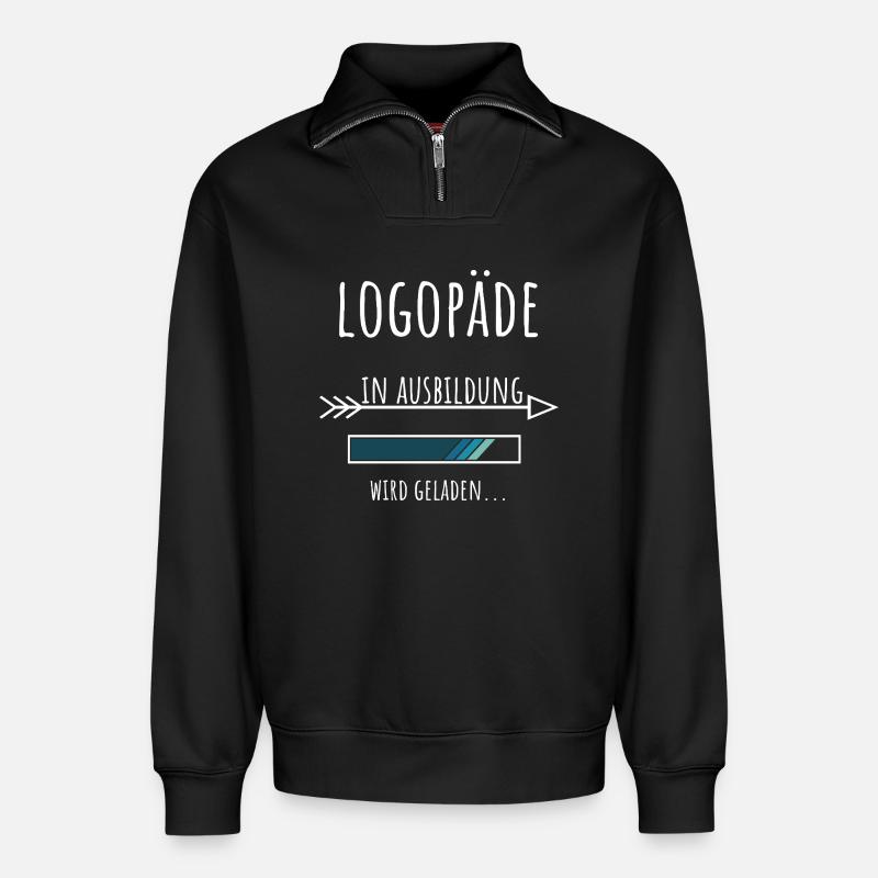Logopädie Studium Beruf Ausbildung Logopäde - Relaxed Unisex Organic Half Zip Sweatshirt – von SPREAD - Schwarz