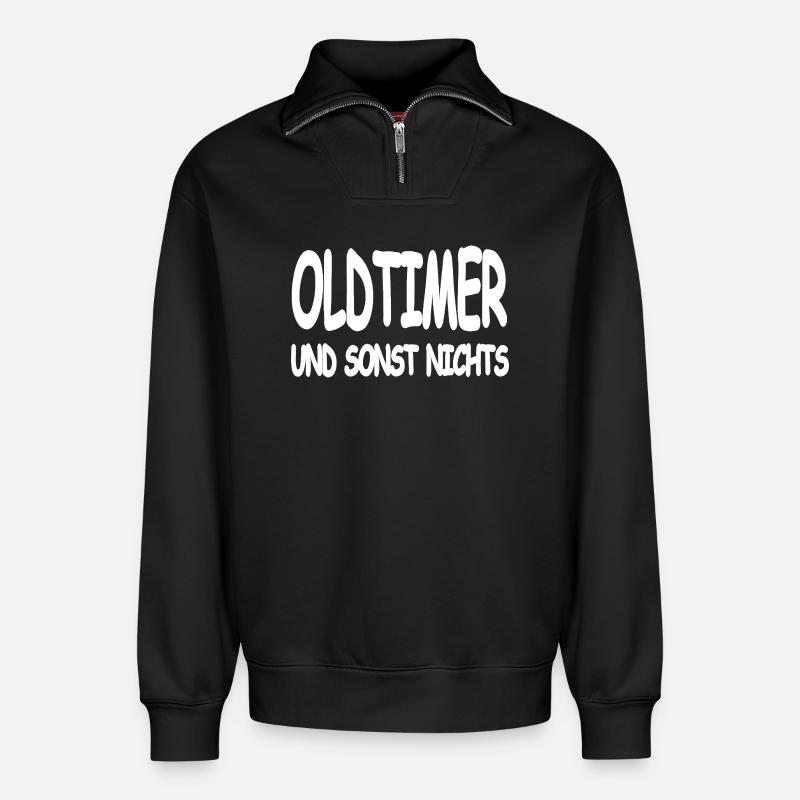 Oldtimer - Relaxed Unisex Organic Half Zip Sweatshirt – von SPREAD - Schwarz