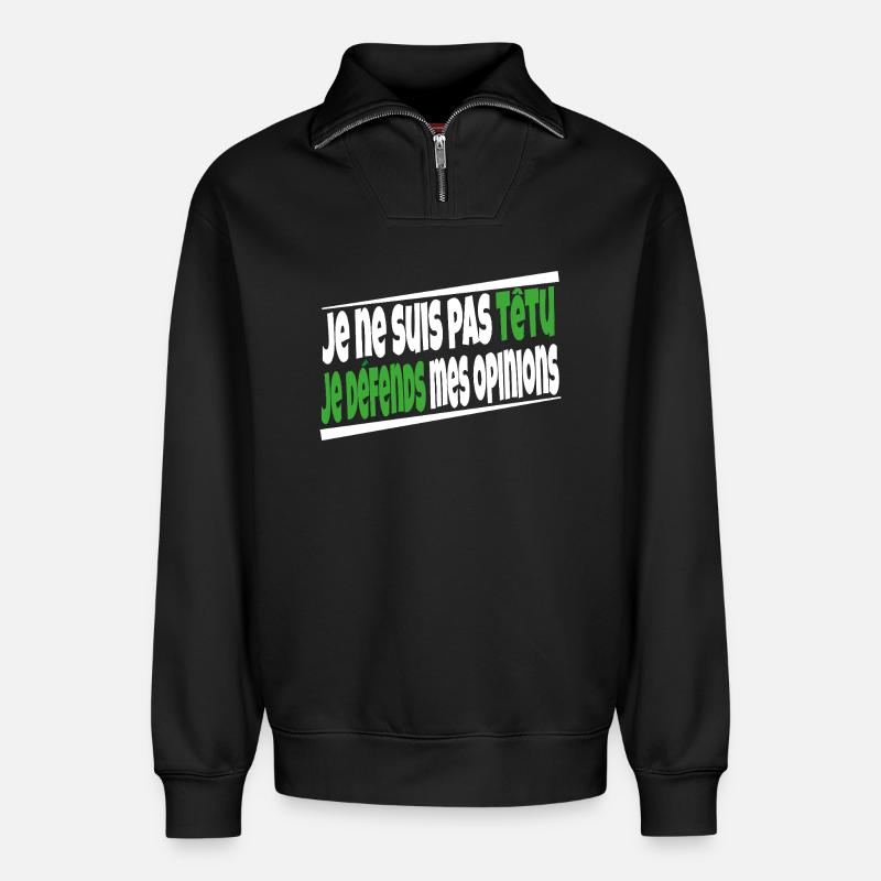 Ich bin nicht stur - Relaxed Unisex Organic Half Zip Sweatshirt – von SPREAD - Schwarz