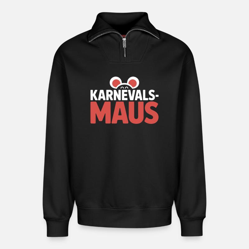 Karnevalsmaus Karneval Köln Kölner Karnevals Maus - Relaxed Unisex Organic Half Zip Sweatshirt – von SPREAD - Schwarz