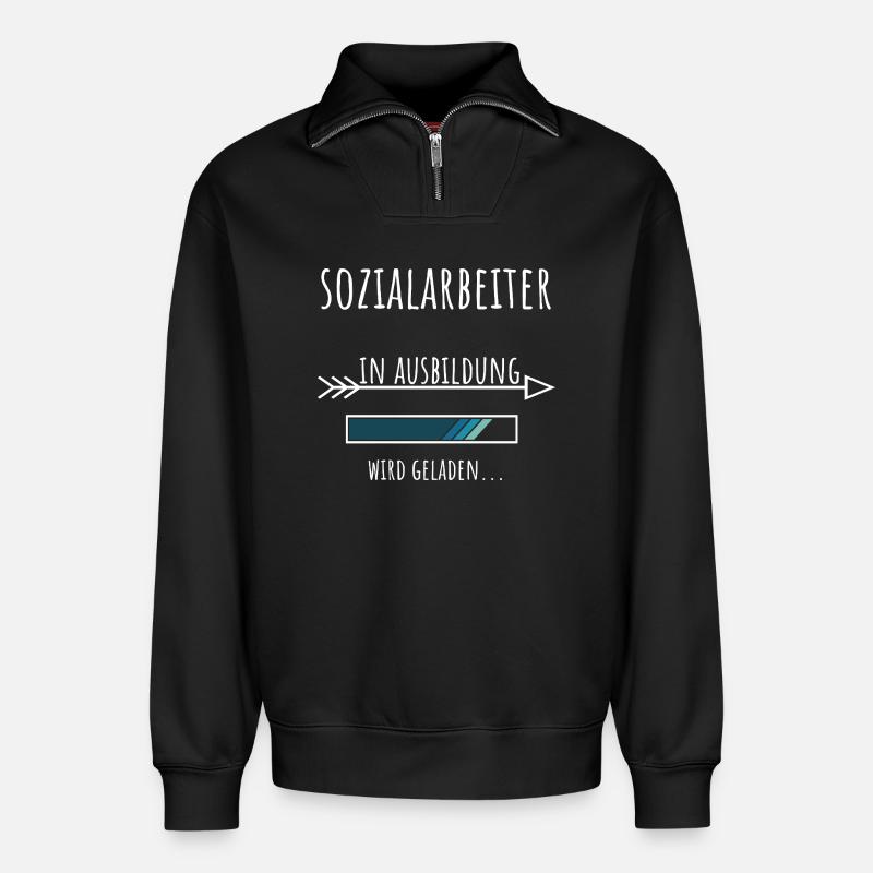 Soziale Arbeit Studium Beruf Sozialarbeiter - Relaxed Unisex Organic Half Zip Sweatshirt – von SPREAD - Schwarz