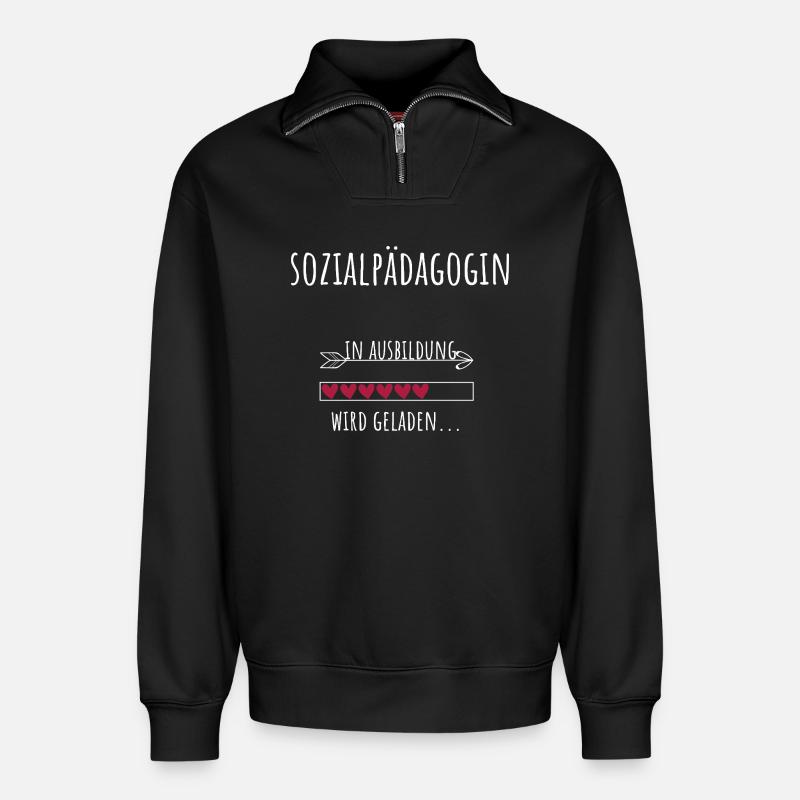 Sozialpädagogin Studium Beruf Ausbildung - Relaxed Unisex Organic Half Zip Sweatshirt – von SPREAD - Schwarz