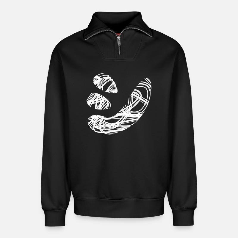Japanischer Text 'シ' (shi) Muster - Relaxed Unisex Organic Half Zip Sweatshirt – von SPREAD - Schwarz