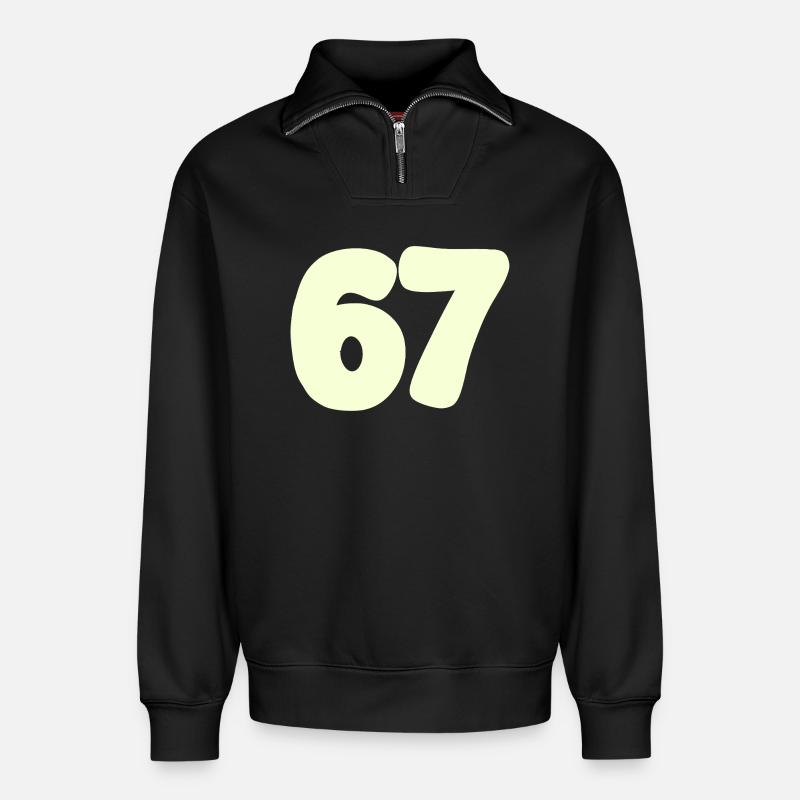 67 - Sweat unisexe décontracté en coton biologique à demi-zip – de SPREAD - noir