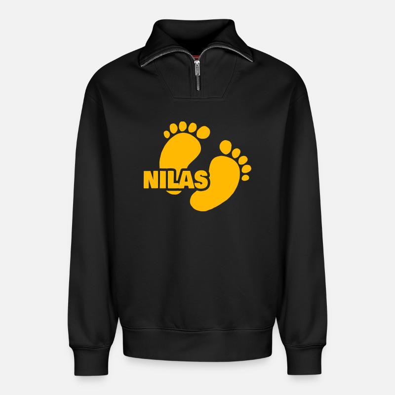Nilas - Sweat unisexe décontracté en coton biologique à demi-zip – de SPREAD - noir