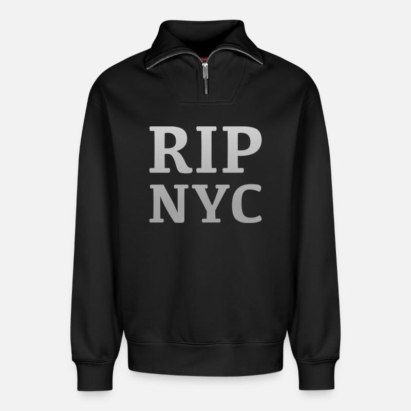 RIP NYC Monochromes Design - Relaxed Unisex Organic Half Zip Sweatshirt – von SPREAD - Schwarz