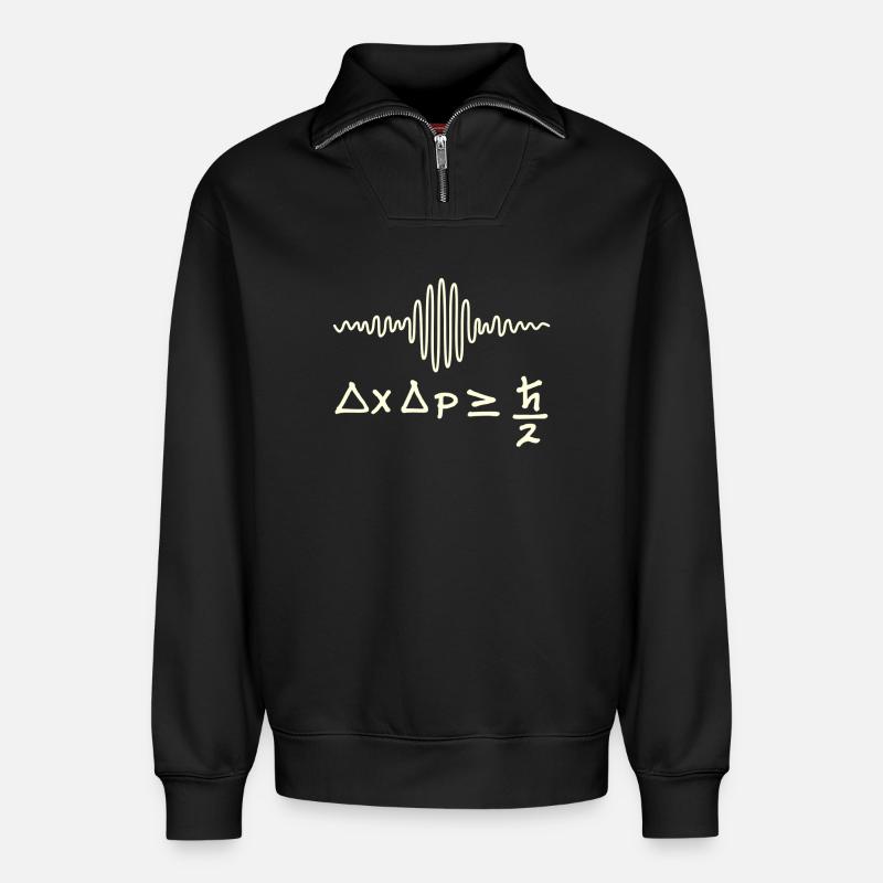 Quantum waves and uncertainty - Relaxed Unisex Organic Half Zip Sweatshirt – by SPREAD - black