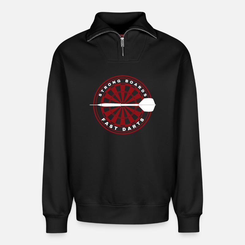 DARTS, STRONG BOARDS AND FAST DARTS - Relaxed Unisex Organic Half Zip Sweatshirt – von SPREAD - Schwarz