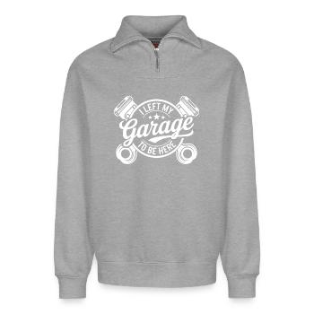Mechaniker Humor Garage Spruch - Relaxed Unisex Organic Half Zip Sweatshirt – von SPREAD - Grau meliert - Vorne