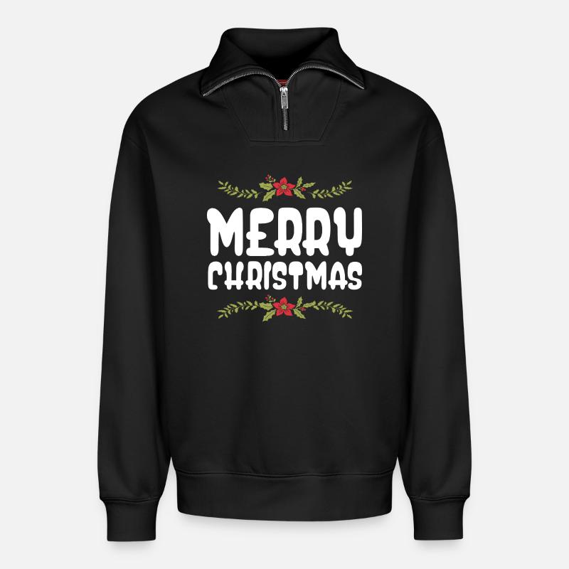 Frohe Weihnachten - Relaxed Unisex Organic Half Zip Sweatshirt – von SPREAD - Schwarz