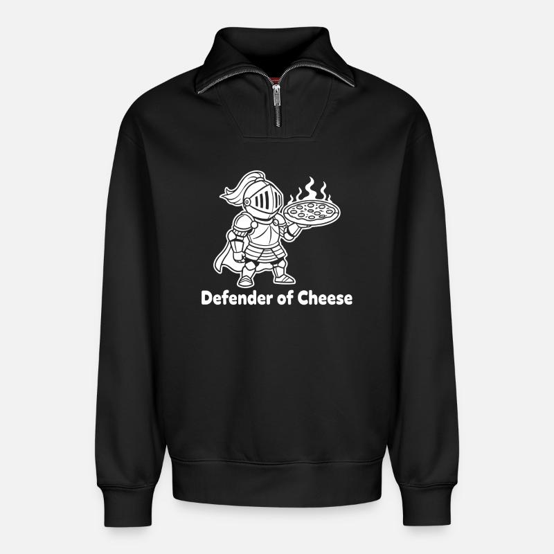 Ritter der Käsepizza - Relaxed Unisex Organic Half Zip Sweatshirt – von SPREAD - Schwarz