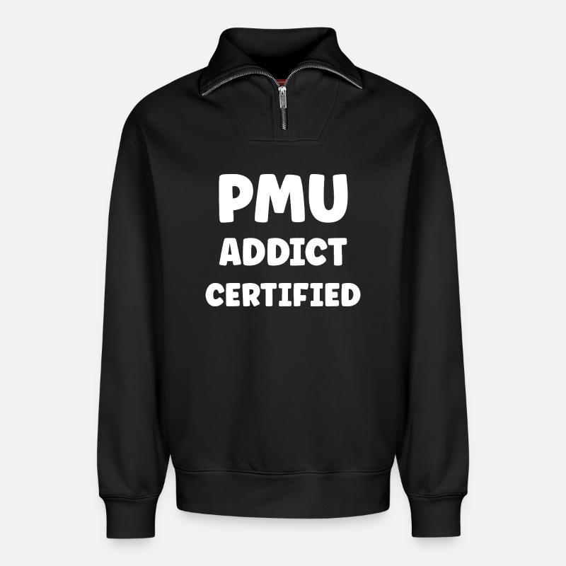 PMU-Humor - Relaxed Unisex Organic Half Zip Sweatshirt – von SPREAD - Schwarz