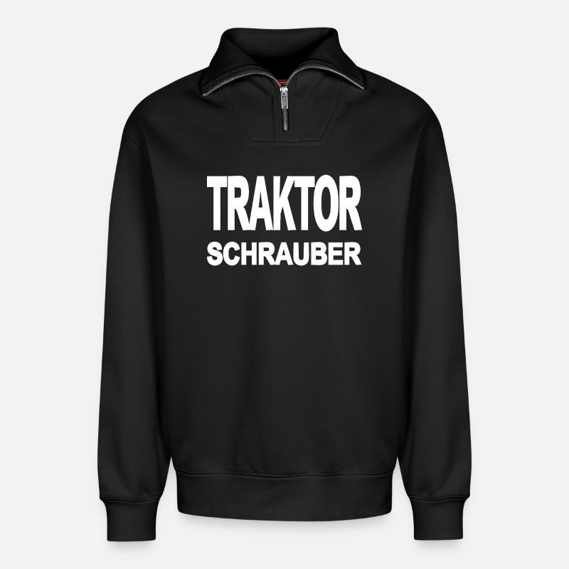 Traktor - Relaxed Unisex Organic Half Zip Sweatshirt – von SPREAD - Schwarz