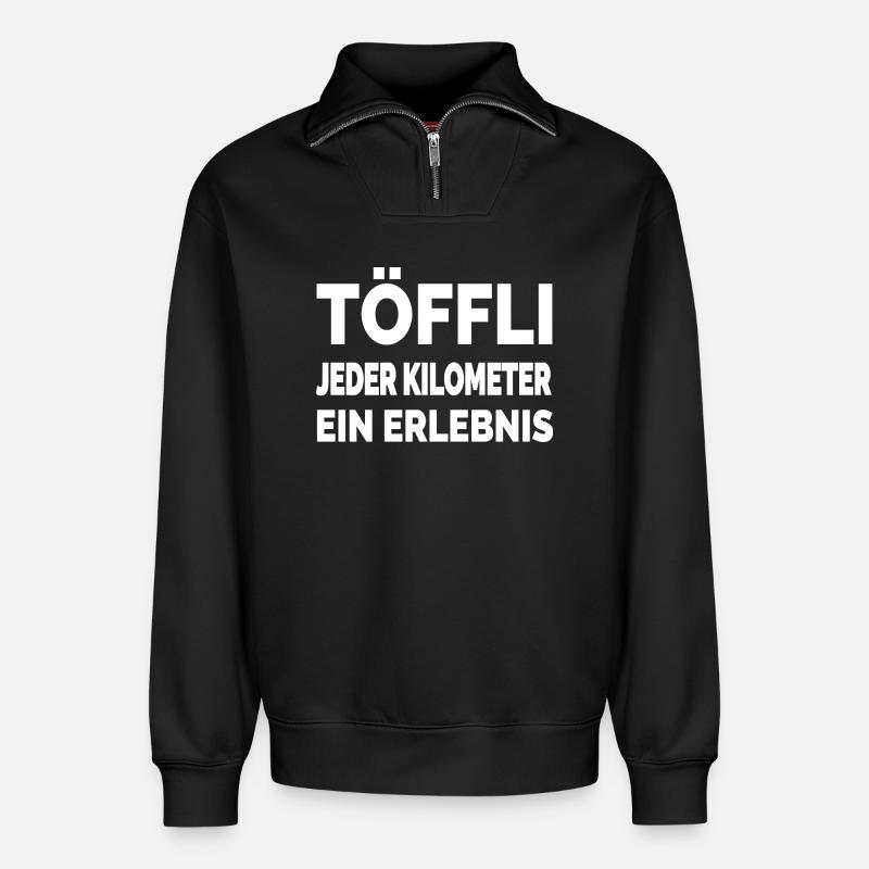 Töffli - Relaxed Unisex Organic Half Zip Sweatshirt – von SPREAD - Schwarz