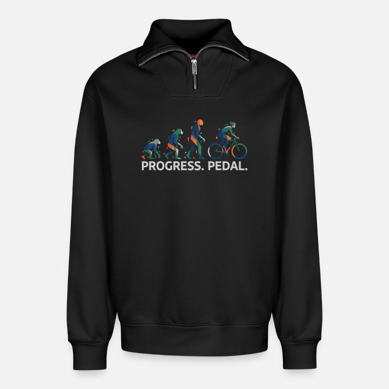 Entwicklung des Progress-Pedals - Relaxed Unisex Organic Half Zip Sweatshirt – von SPREAD - Schwarz