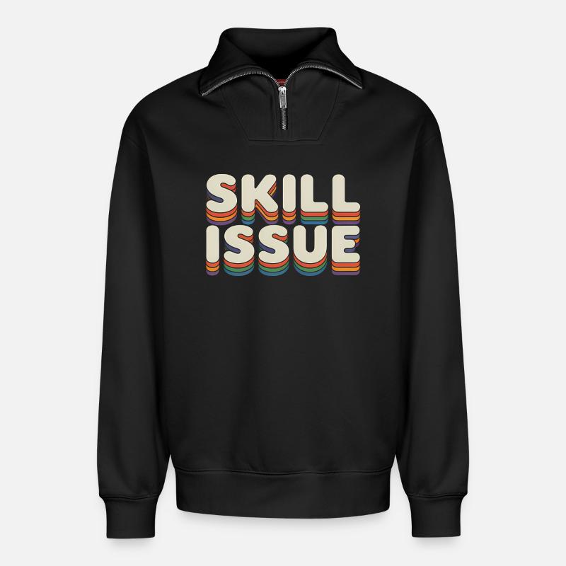 Skill-Problem - Lustige Gen Alpha Memes - Relaxed Unisex Organic Half Zip Sweatshirt – von SPREAD - Schwarz
