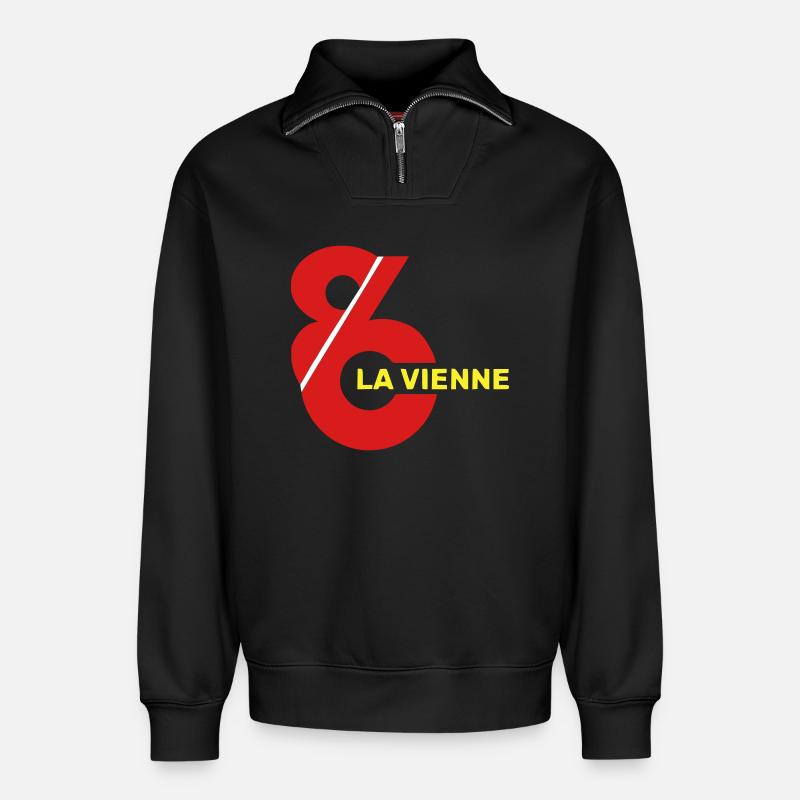 Vienne 86 Logo - Relaxed Unisex Organic Half Zip Sweatshirt – von SPREAD - Schwarz