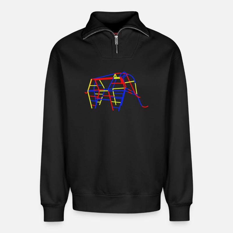 DDR Kletterelefant - Relaxed Unisex Organic Half Zip Sweatshirt – von SPREAD - Schwarz