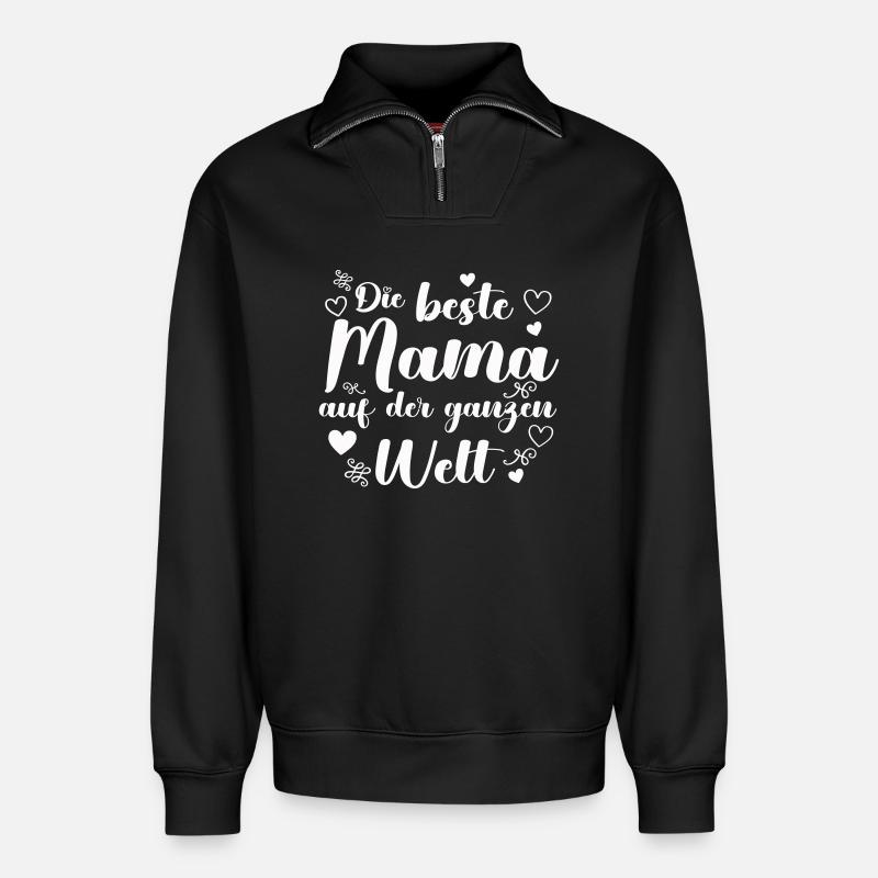 Die beste Mama auf der Welt - Relaxed Unisex Organic Half Zip Sweatshirt – von SPREAD - Schwarz