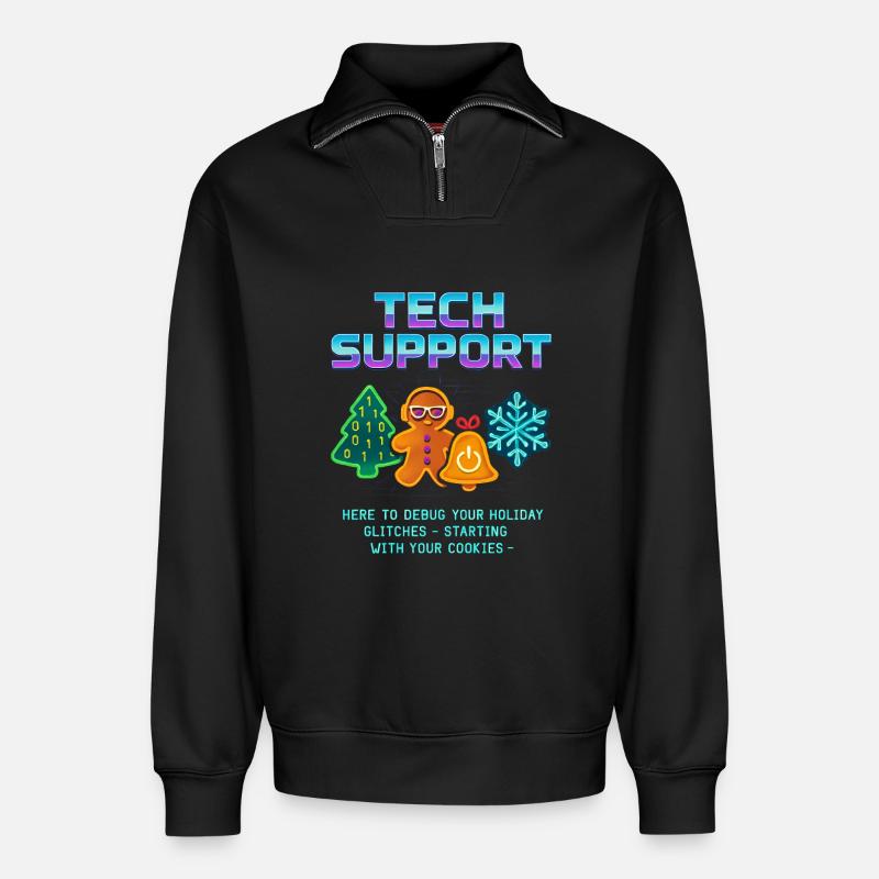 Lustiger Technischer Support Debug Weihnachten - Relaxed Unisex Organic Half Zip Sweatshirt – von SPREAD - Schwarz