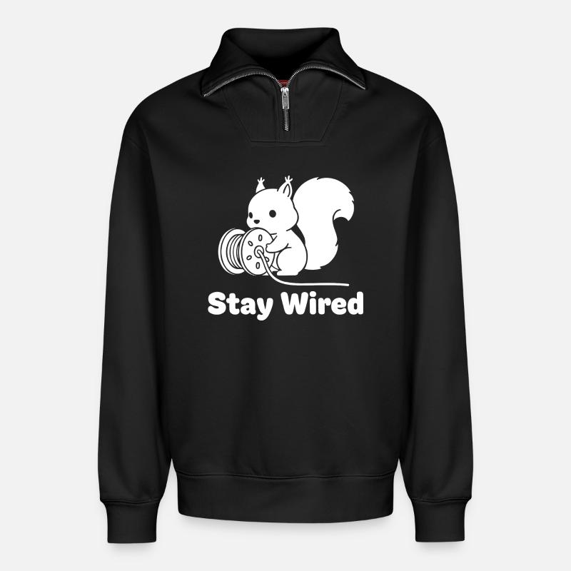 Écureuil Reste Câblé - Sweat unisexe décontracté en coton biologique à demi-zip – de SPREAD - noir