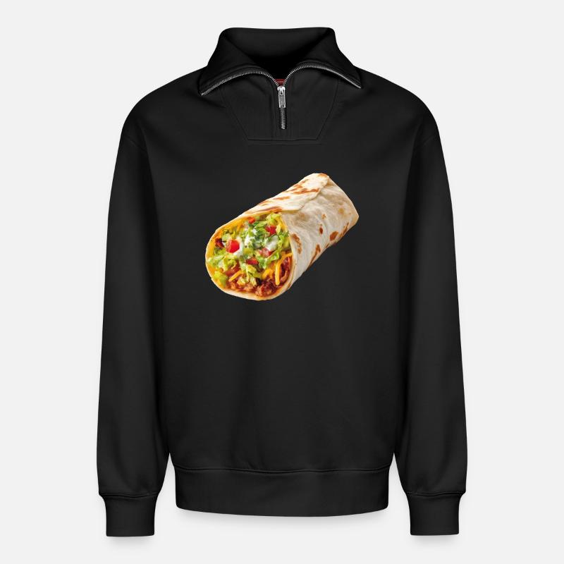 Burrito - Sweat unisexe décontracté en coton biologique à demi-zip – de SPREAD - noir