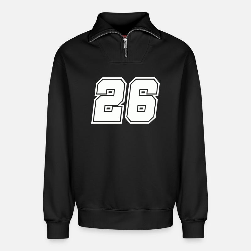 Zahl 26  - Relaxed Unisex Organic Half Zip Sweatshirt – von SPREAD - Schwarz
