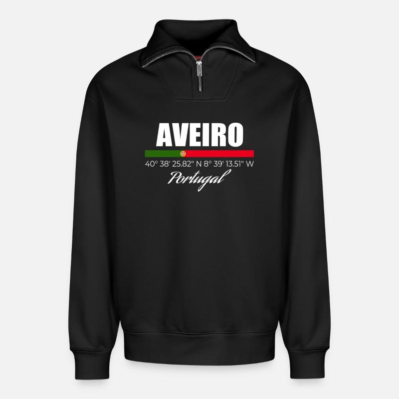 Aveiro - Relaxed Unisex Organic Half Zip Sweatshirt – von SPREAD - Schwarz