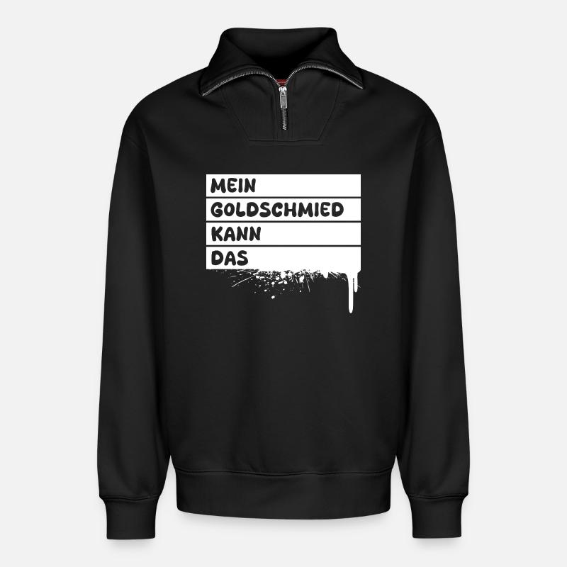 Goldschmied als Beruf - Relaxed Unisex Organic Half Zip Sweatshirt – von SPREAD - Schwarz