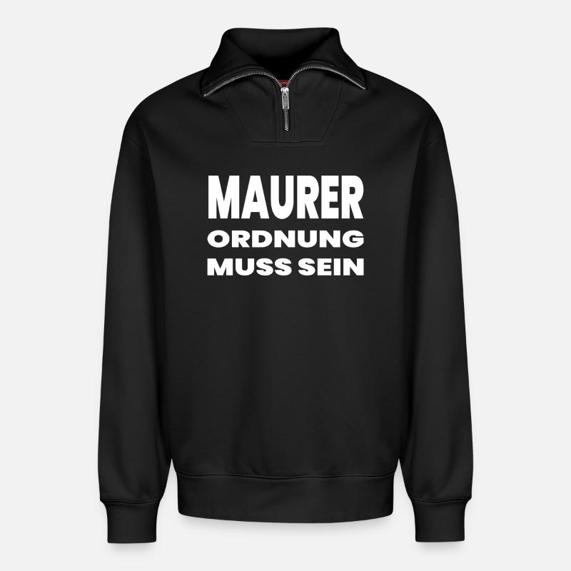 Maçon - Sweat unisexe décontracté en coton biologique à demi-zip – de SPREAD - noir